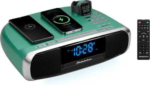 Miniatura 6 de Studebaker Workstaton Sistema de música HiFi con Bluetooth, radio FM, CD y estación de carga inalámbrica Qi (negro)