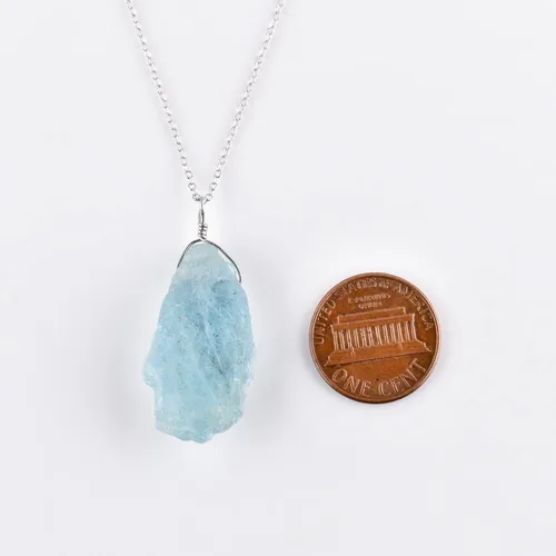 Miniatura 2 de Collar con colgante de piedras preciosas, piedra de energía áspera, cristales curativos de chakras, plata esterlina 925, chapado en rodio, piedra