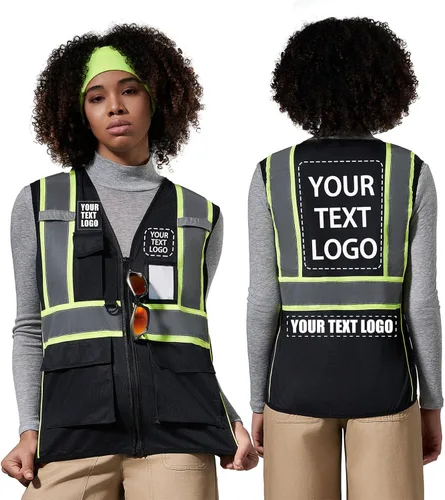 Miniatura 25 de AYKRM Chaleco de Seguridad de Construcción Personalizado con Logotipo Impreso de Alta Visibilidad Reflectante de 2 Tonos