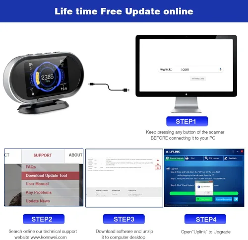 Miniatura 8 de Lector de código de escáner OBD2 2 en 1 y pantalla frontal HUD automática compatible con los 10 modos de prueba OBDII en todos los vehículos