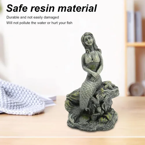 Miniatura 4 de TITA-DONG Estatua de sirena de acuario, hermosa decoración de resina segura para pecera, decoración de resina para decoraciones, escultura de sirena