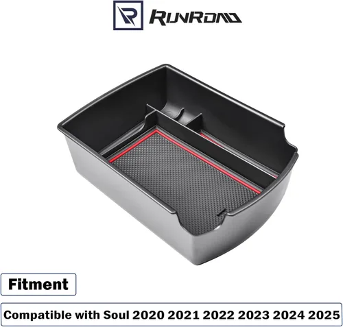 Miniatura 2 de RUNROAD Organizador de consola central compatible con accesorios Kia Soul 2020 2021 2022 2023 2024 2025, bandeja de inserción de reposabrazos