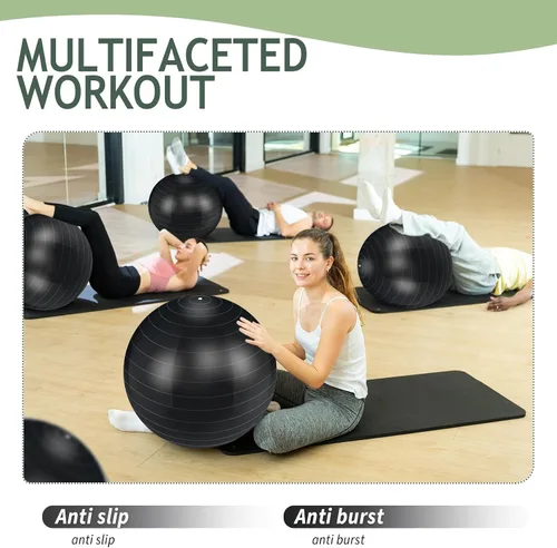 Miniatura 4 de Hungdao Paquete de 6 pelotas de ejercicio inflables a granel para embarazo y entrenamiento, pelota de pilates de 22 pulgadas para yoga
