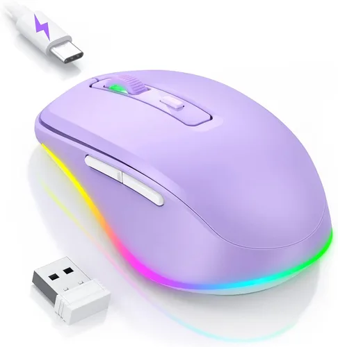 Miniatura 21 de PEIOUS Ratón Inalámbrico Jiggler - Ratones Inalámbricos LED con Mover de Ratón Integrado, Ratón Móvil Recargable para Laptop con Movimiento Azul