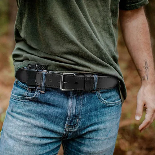 Miniatura 10 de Cinturón de cuero para pistola para hombre, cinturón resistente de 1.5 pulgadas para trabajo CCW