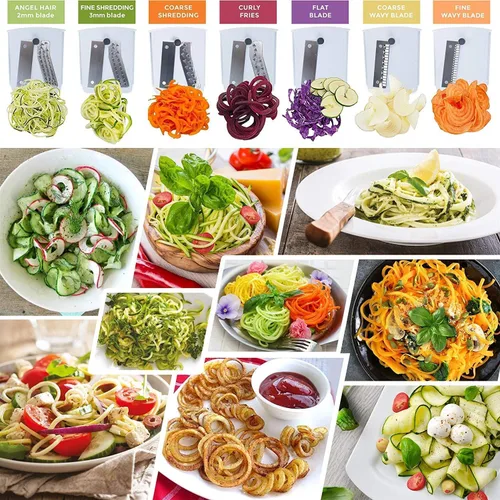 Miniatura 4 de Cortador de verduras de 5 cuchillas Spiralizer, el más fuerte y resistente, ideal para hacer pastas y espaguetis de verduras para comidas bajas