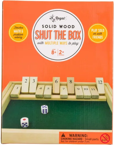 Miniatura 2 de Regal Games - Juego de mesa «Shut the box», juego matemático divertido con tablero de madera para adultos y niños - Juego de dados de 12 casillas