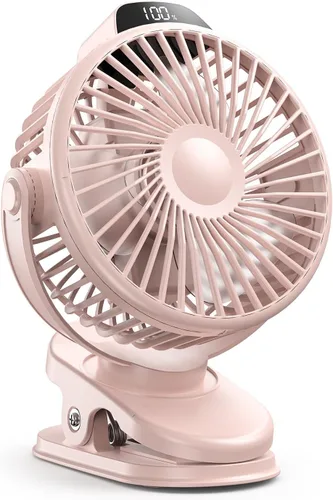 Miniatura 8 de Koonie - Ventilador portátil con clip, pequeño ventilador USB a batería, ventilador mini recargable de 3 velocidades con pantalla LED, ventilador