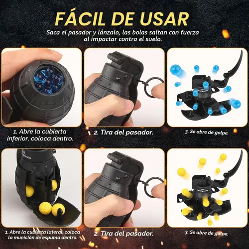 Miniatura 4 de Granada de mano de juguete para juego de batalla CS, con 9 municiones de espuma, modelo táctico de granada CS, juguetes de gel de impacto