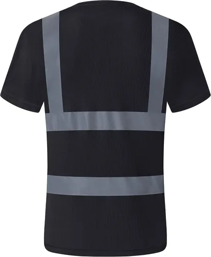 Miniatura 2 de JKSafety Paquete de 3 prendas de seguridad reflectantes de alta visibilidad Camiseta de trabajo diario color negro con tiras reflectantes cosidas