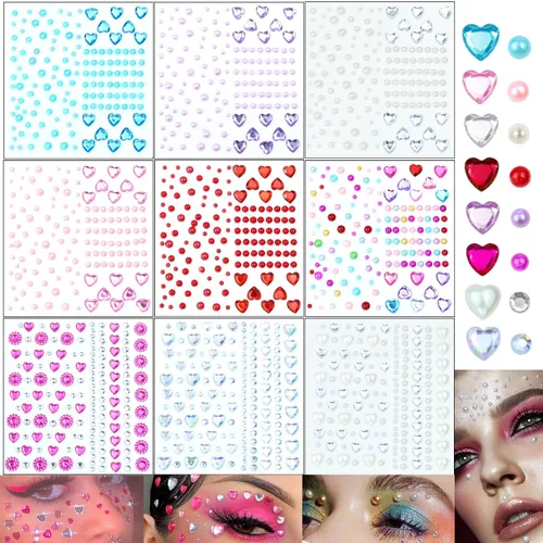 Miniatura 7 de 4368 piezas de diamantes de imitación transparentes autoadhesivos de cara de perlas blancas, diamantes de imitación transparentes, gemas brillantes
