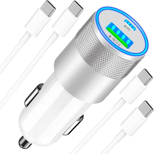 Miniatura 10 de Rombica [Apple MFi Certified] iPhone Fast Car Charger, 52.5W USB-C PD&QC3.0 Car Power Cigarette Lighter USB Charger Adapter with 2Pack Lightning