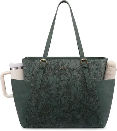 Miniatura 15 de LOVEVOOK Bolso para laptop con gran portavasos para mujer, bolso de mano de cuero para trabajo, bolso de hombro profesional para computadora de 15.6