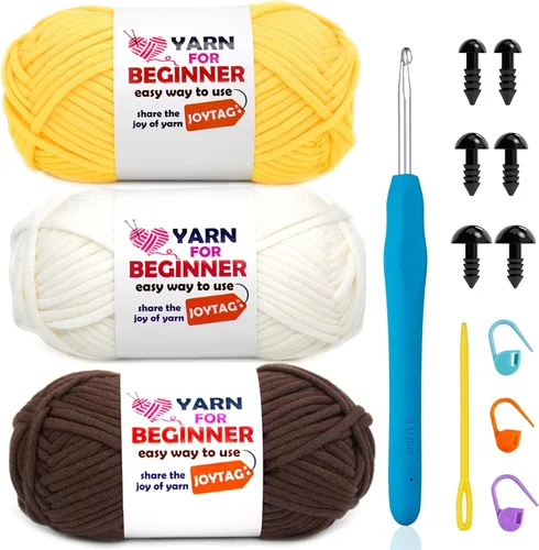 Miniatura 42 de Paquete de 3 hilos de ganchillo de mezcla de algodón y nailon - azul, gris, verde - 3x50g - puntadas fáciles de ver - kit de ganchillo y tejido