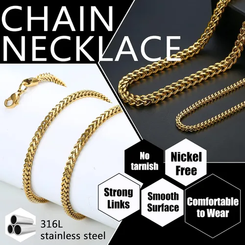 Miniatura 3 de FIBO STEEL 3-6 mm, collar de acero inoxidable estilo punk para hombres, 20-36 pulgadas