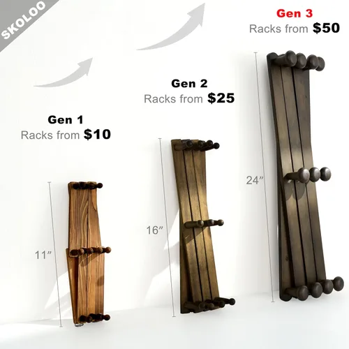 Miniatura 5 de SKOLOO Perchero Grande para Sombreros de Pared, Colgador de Pared de Acordeón de Madera, Moderno, Ganchos Expandibles para Abrigos, Perchero