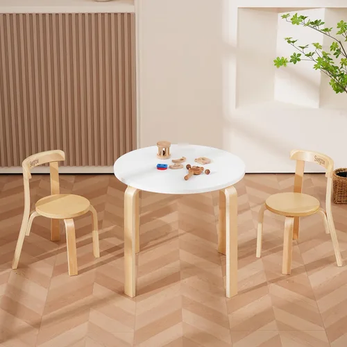 Miniatura 2 de Swegrow Juego de mesa y 2 sillas para niños, mesa y sillas de madera para niños y bebés, muebles de madera para niños para sala