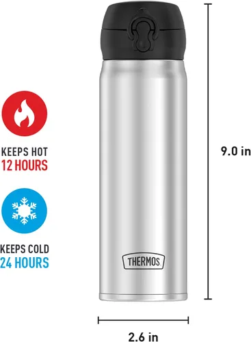 Miniatura 5 de THERMOS Botella de bebida directa de acero inoxidable de 16 onzas, acero inoxidable
