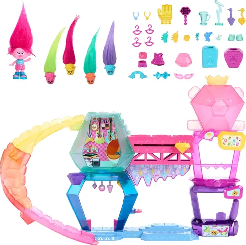 Miniatura 5 de Mattel DreamWorks Trolls Band Together Juguetes, Set de juego Mount Rageous con muñeca pequeña de la Reina Poppy y más de 25 accesorios, 4 Hair Pops