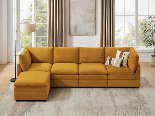 Miniatura 16 de VANOMi Sofá modular Cloud de 98 pulgadas para sala de estar, sofá cama moderno de gran tamaño con asiento profundo, otomana de cojín grueso de doble