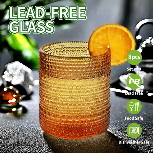 Miniatura 2 de Juego de Vasos de Beber Vintage Hobnail, Juego de Cristalería de 8 Vasos, Vasos Highball de 12 oz y 10 oz, Vaso Tumbler para Cócteles, Whisky, Jugo