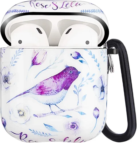 Miniatura 6 de Funda protectora rígida con estampado de animales compatible con AirPods 2/1 generación de piel portátil y a prueba de golpes para mujeres, niñas