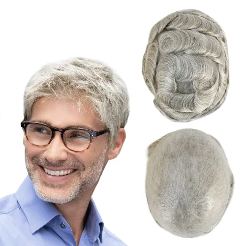 Miniatura 17 de HAIR NATURE Extensiones de pelo para hombre, tupé para hombres, sistema de reemplazo de cabello rubio, piel ultra fina de 0.001 in, unidad # 22R