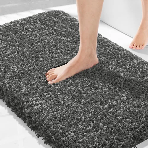 Miniatura 157 de Yimobra Alfombra de baño de felpa esponjosa, súper lanuda suave, cómoda, antideslizante, absorbente de agua, alfombra de baño de microfibra que se