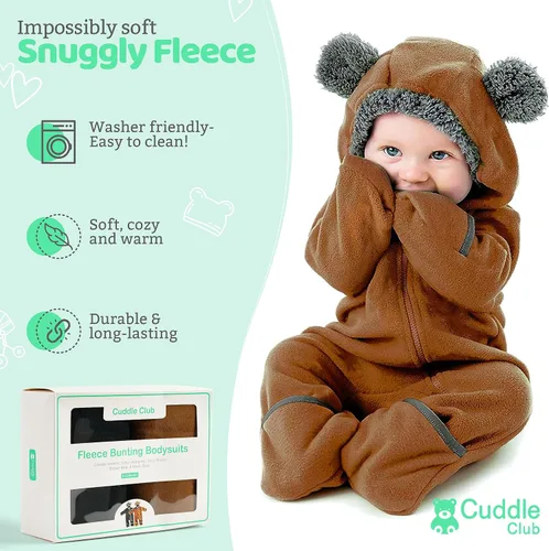 Miniatura 35 de Enterizo de vellón para bebé, rómper de una sola pieza con capucha para niños, ropa para exteriores, chaqueta infantil