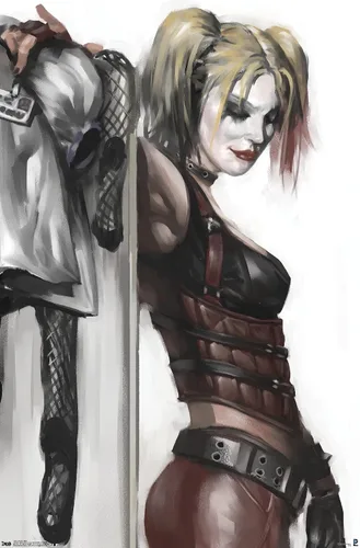 Miniatura 9 de DC Comics - Póster de pared de Harley Quinn, 22.4 pulgadas de largo x 14.7 pulgadas de ancho, versión enmarcada de madera de granero
