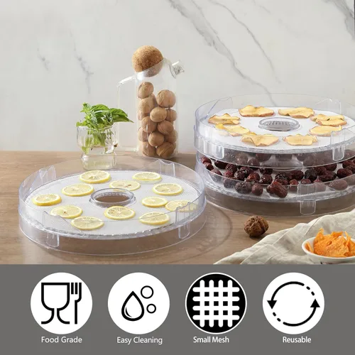 Miniatura 3 de Paquete de 8 hojas deshidratadoras de silicona, bandejas deshidratadoras redondas de 13 pulgadas para deshidratar carne, frutas, verduras, flores