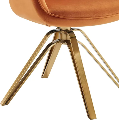 Miniatura 9 de Art Leon Silla giratoria moderna de mediados de siglo, silla de escritorio sin ruedas, sillón tapizado de tela con patas doradas, silla