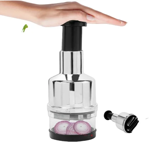 Cortador de verduras – Ensalada de cebolla y ajo y fruta nuez con hoja de acero inoxidable en zigzag, apto para lavavajillas para cocina, fácil de