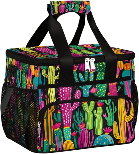 Miniatura 33 de Pardick Bolsa térmica suave con aislamiento de leopardo de galaxia para hombres y mujeres, lonchera grande a prueba de fugas, enfriador de playa