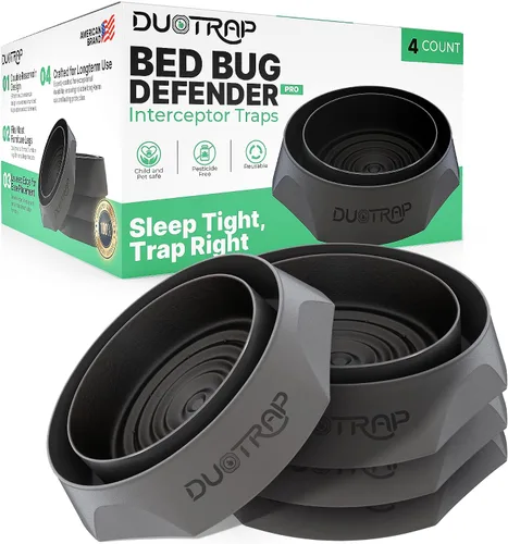Interceptores de chinches de cama, paquete de 4 atrapadores de insectos para patas de camas, trampas para insectos de interior, duraderas y listas