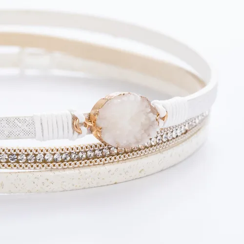Miniatura 268 de FANCY SHINY - Pulsera de cuero estilo bohemio, pulsera de cuentas de cristal con cierre magnético, regalos de joyería para mujer