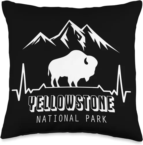 Yellowstone Volcano National Park Wyoming Souvenir National Park Heartbeat Yellowstone Hike Wyoming Mountain - Almohada de 16 x 16 pulgadas,