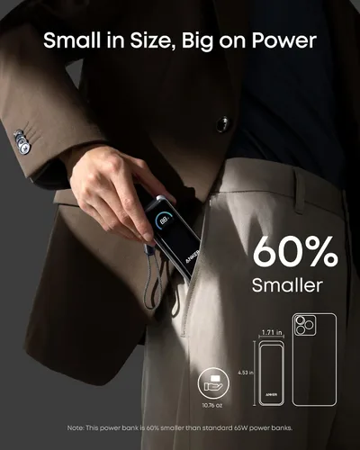 Miniatura 5 de Anker Prime Power Bank, paquete de batería de 9,600 mAh con cargador de pared de salida de 65 W, compatible con PD 3.0 y PPS, recarga rápida de 30
