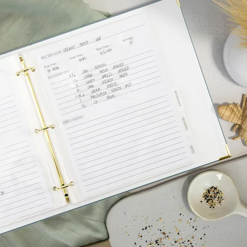 Miniatura 8 de Carpeta estética de recetas de 8.5 x 11 pulgadas con cubierta impermeable, el libro de recetas perfecto con fundas de plástico para escribir tus