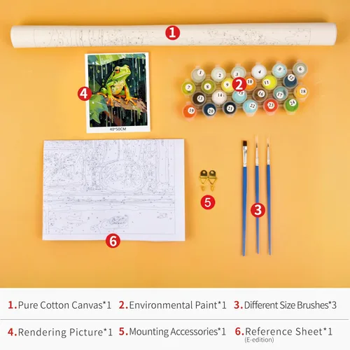 Miniatura 4 de TUMOVO Pintura por números para adultos y niños, rana sentada en una rama, pintura por números, pinturas al óleo, artes y manualidades, kits