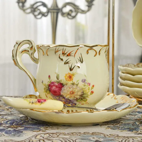 Miniatura 2 de Tazas de té y platillos (flores - 8 onzas), juego de tazas y platillos florales, juego de tazas de té vintage, juegos de té para mujeres, juego
