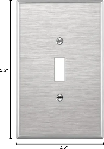 Miniatura 75 de ENERLITES Placa de Pared Metálica para Interruptor de Luz de Palanca, Acero Inoxidable 201, Resistente a la Corrosión, Tamaño Estándar 1-Gang 4.50