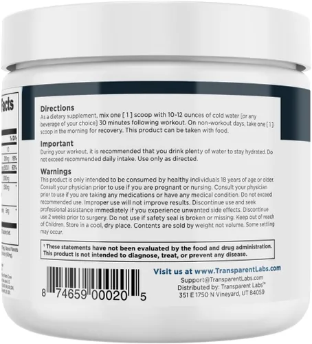 Miniatura 8 de Transparent Labs Creatine HMB - Monohidrato de creatina en polvo con HMB para crecimiento muscular, mayor fuerza, mayor producción de energía