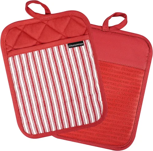 Homewear Marlow - Juego de 2 soportes para ollas de silicona, resistente al calor y al deslizamiento, bolsillo de algodón reciclado, salvamanteles