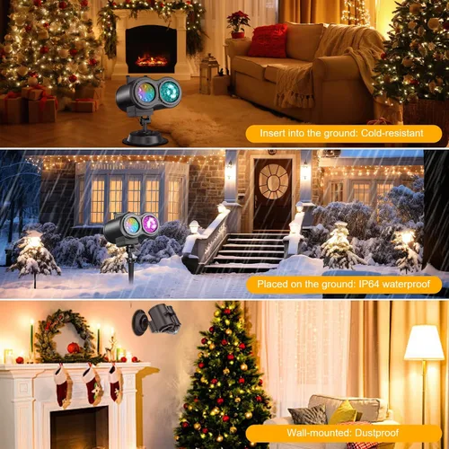 Miniatura 7 de Proyector de luces de Navidad de Halloween con 4 grandes patrones, para exteriores, 29 efectos, luz de proyector de vacaciones al aire libre 2 en 1