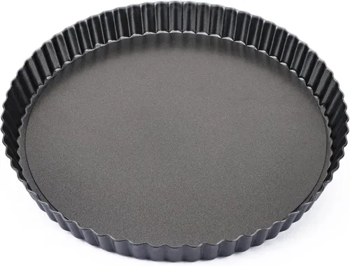 Beasea Sartén para tartas de 10 pulgadas con parte inferior extraíble, sartén antiadherente para quiche con borde estriado, base suelta, bandeja