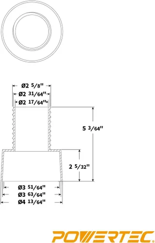 Miniatura 4 de POWERTEC 70171 Adaptador de acoplador rápido de recolección de polvo roscado, 4 x 2-1/2", negro