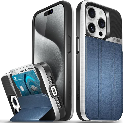 Miniatura 79 de VENA vCommute Funda tipo cartera compatible con Apple iPhone 14 (15.5 cm), funda de cuero con tapa plegable, tarjetero con función de soporte