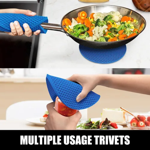 Miniatura 7 de Rorecay Juego de 6 manoplas para horno y soportes para ollas para cocina, guantes de horno de silicona extra largos y antideslizantes resistentes al
