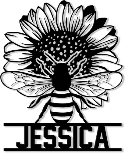 Miniatura 12 de Letrero de metal personalizado de abeja, cartel colgante de abeja de miel, porche de bienvenida al aire libre, valla de pared con nombre